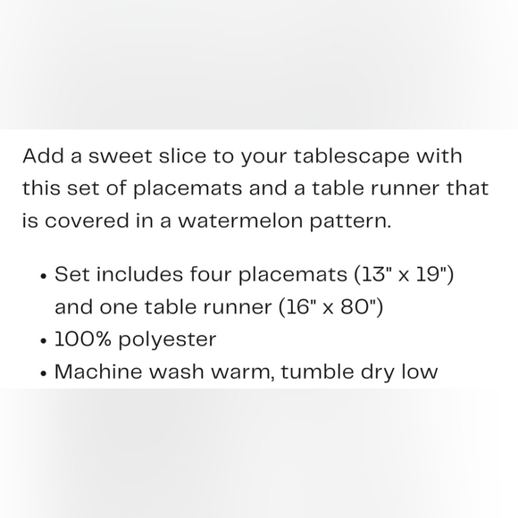 NWT Table Runner & 4 Placemats - Picture 2 of 2